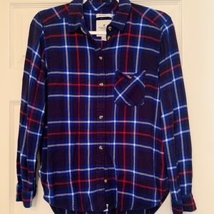 American Eagle Blue Boyfriend Flannel (Medium)